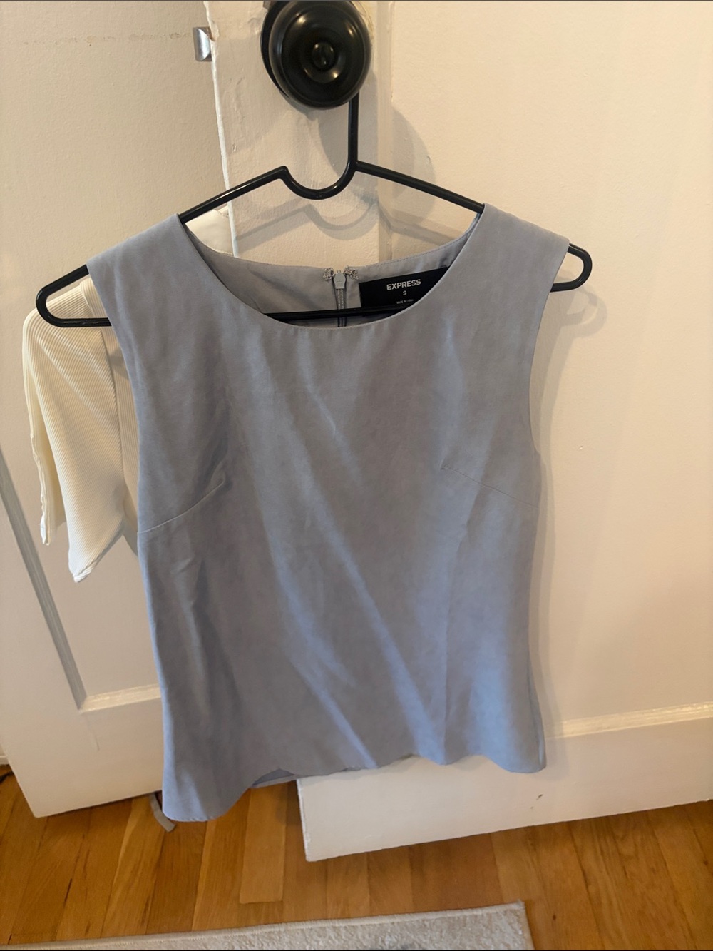 Express Light Blue Sleeveless Suede-Look Shell Top